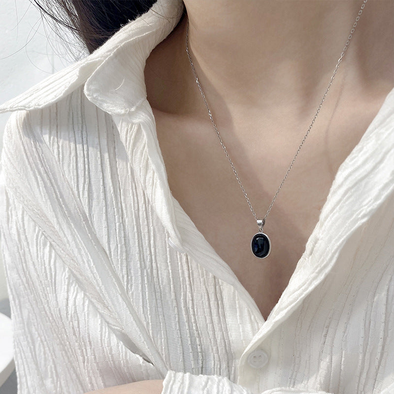 High-End Clavicle Necklace • Sterling Silver Black Onyx