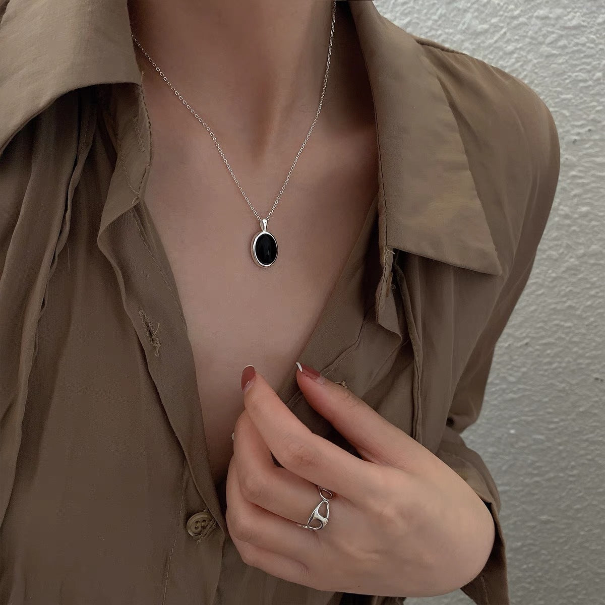 High-End Clavicle Necklace • Sterling Silver Black Onyx