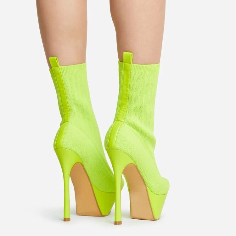 Nightclub Sock Stiletto •  PU Leather Boots