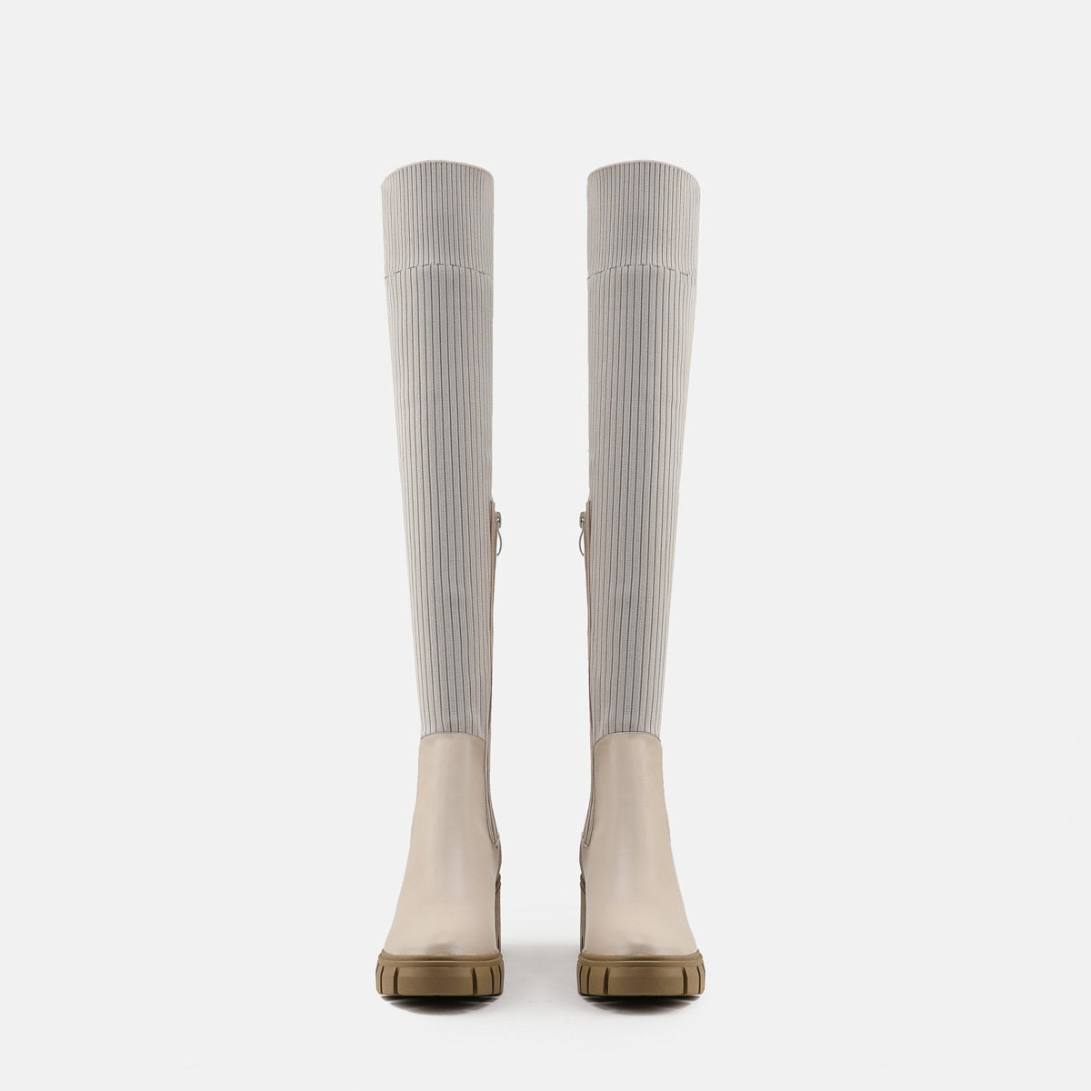 Thick Heel Knee Boots • PU Leather Boots