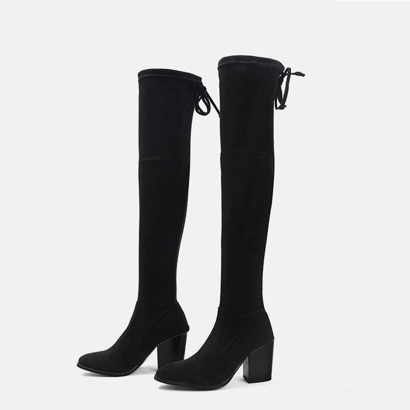 Thick Heel Over the Knee Boots • Hight Heel Suede Boots