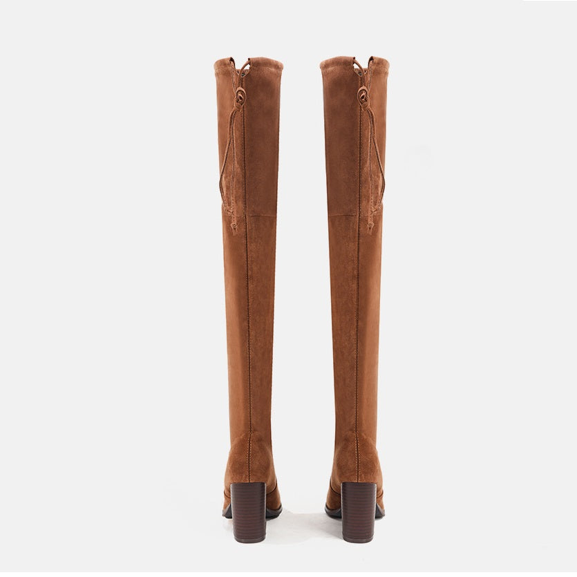 Thick Heel Over the Knee Boots • Hight Heel Suede Boots