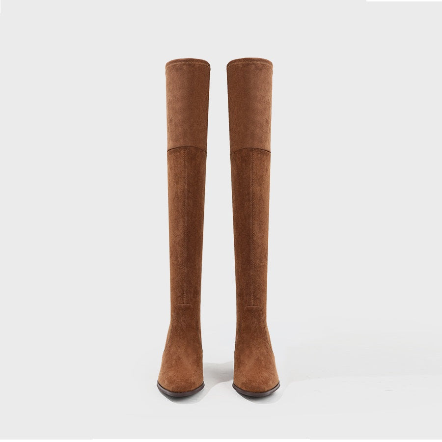 Thick Heel Over the Knee Boots • Hight Heel Suede Boots