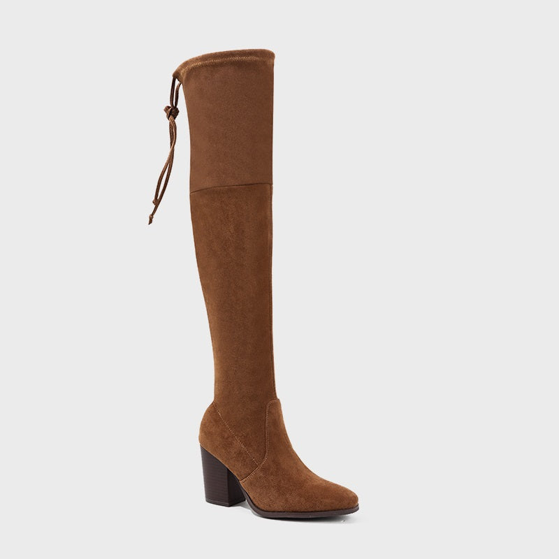 Thick Heel Over the Knee Boots • Hight Heel Suede Boots