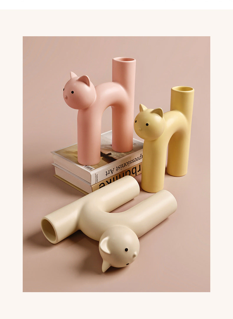 Tubular Cat Vase • Living Room Decoration