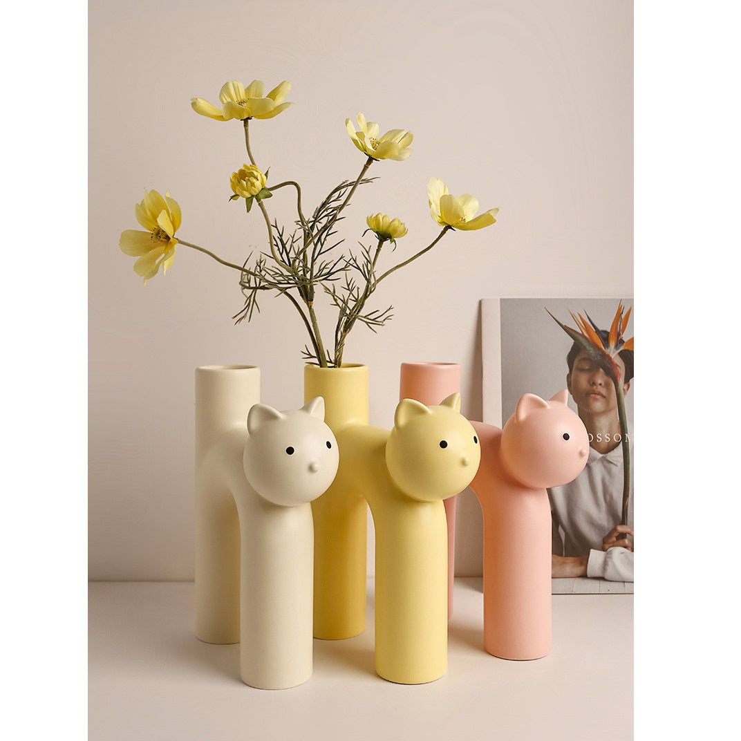 Tubular Cat Vase • Living Room Decoration