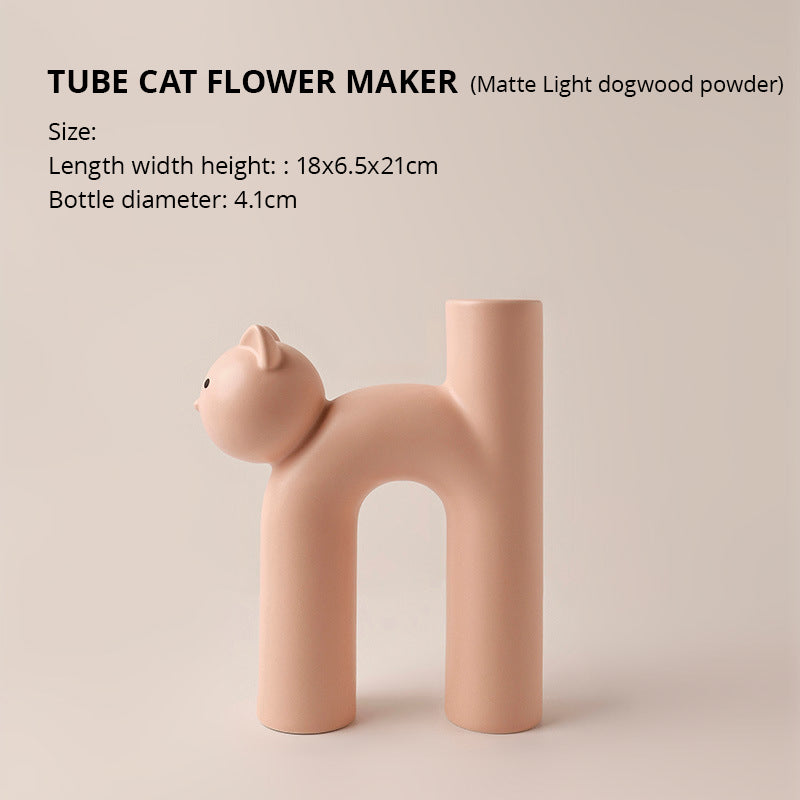 Tubular Cat Vase • Living Room Decoration