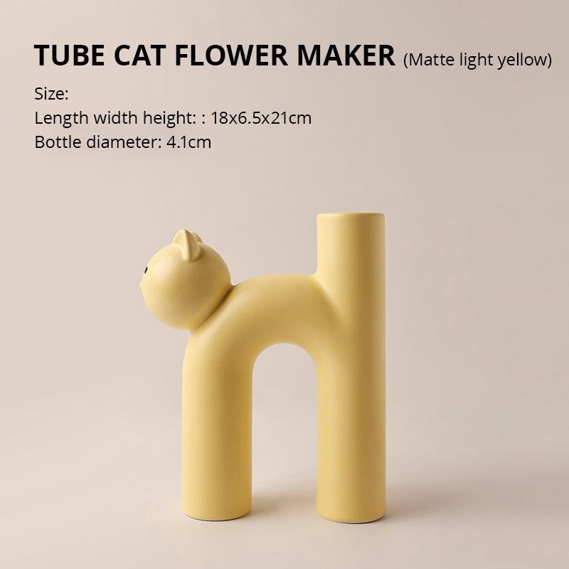 Tubular Cat Vase • Living Room Decoration