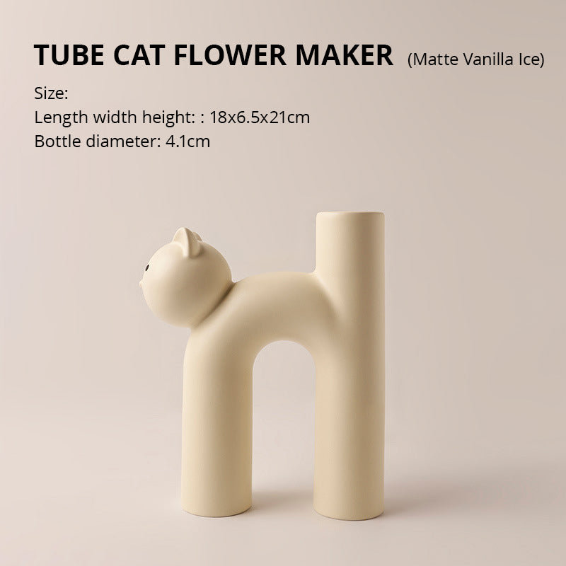 Tubular Cat Vase • Living Room Decoration