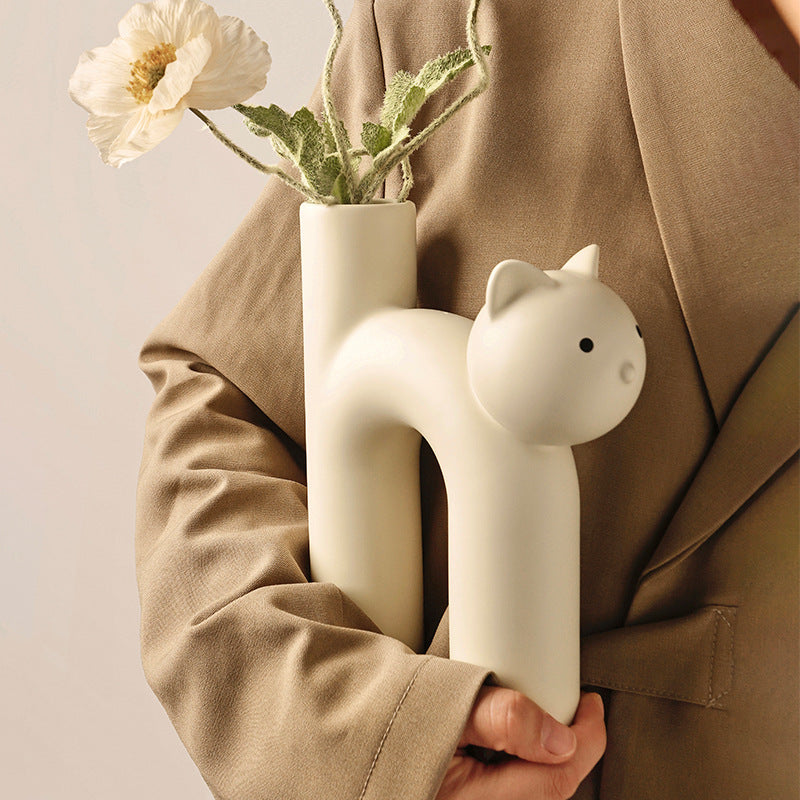 Tubular Cat Vase • Living Room Decoration