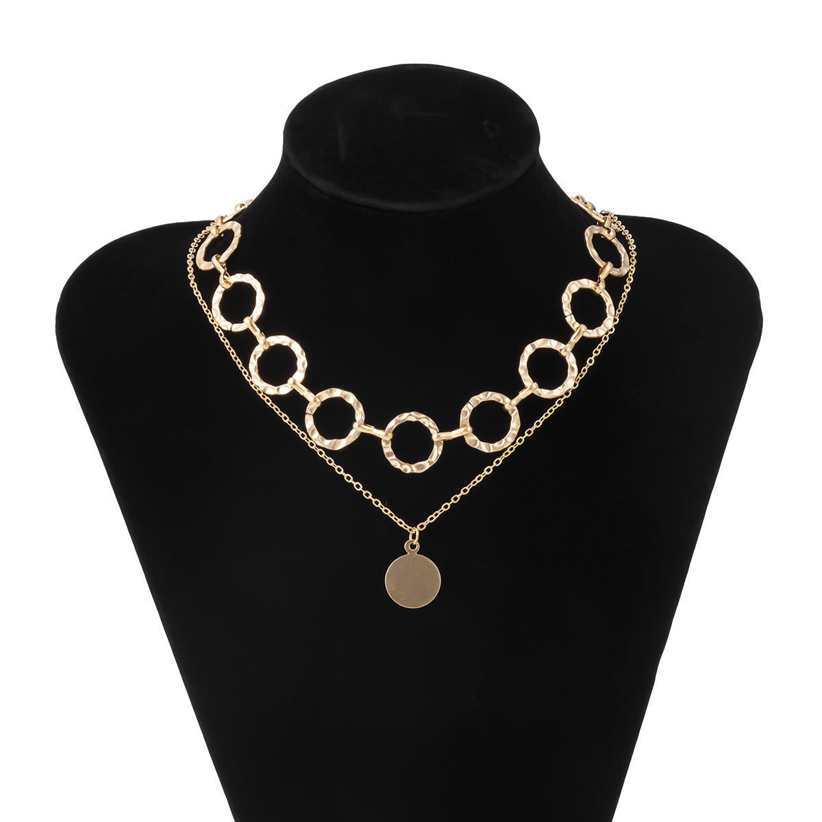 Pockmarked Coin Clavicle Chain •  Gold Plated Alloy