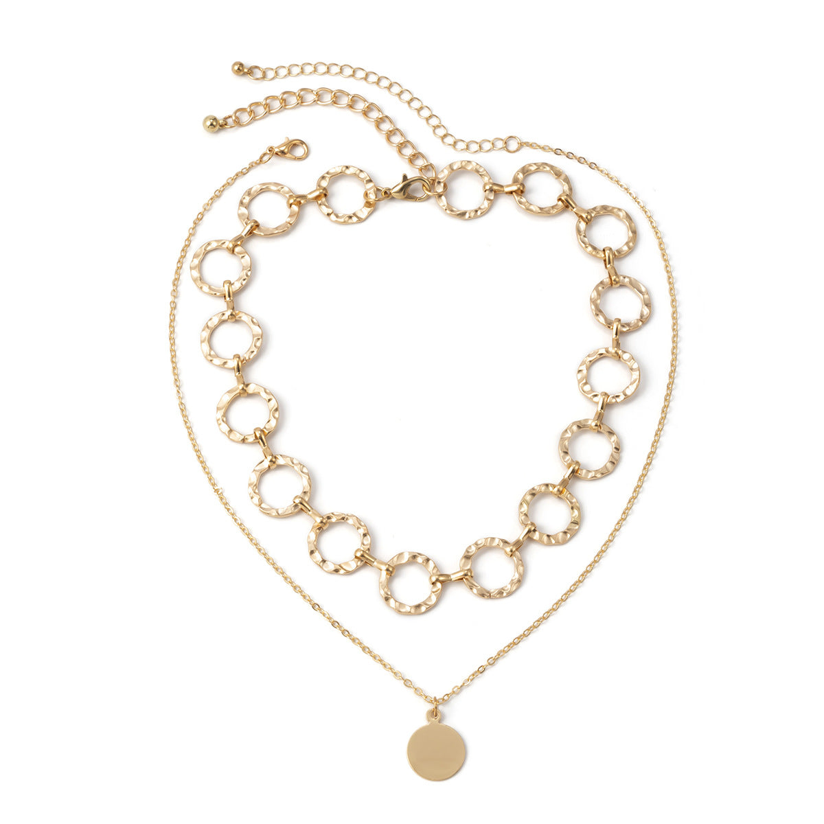 Pockmarked Coin Clavicle Chain •  Gold Plated Alloy