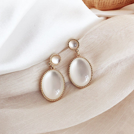 White Moonlight Earrings • Sterling Silver Opal Stone