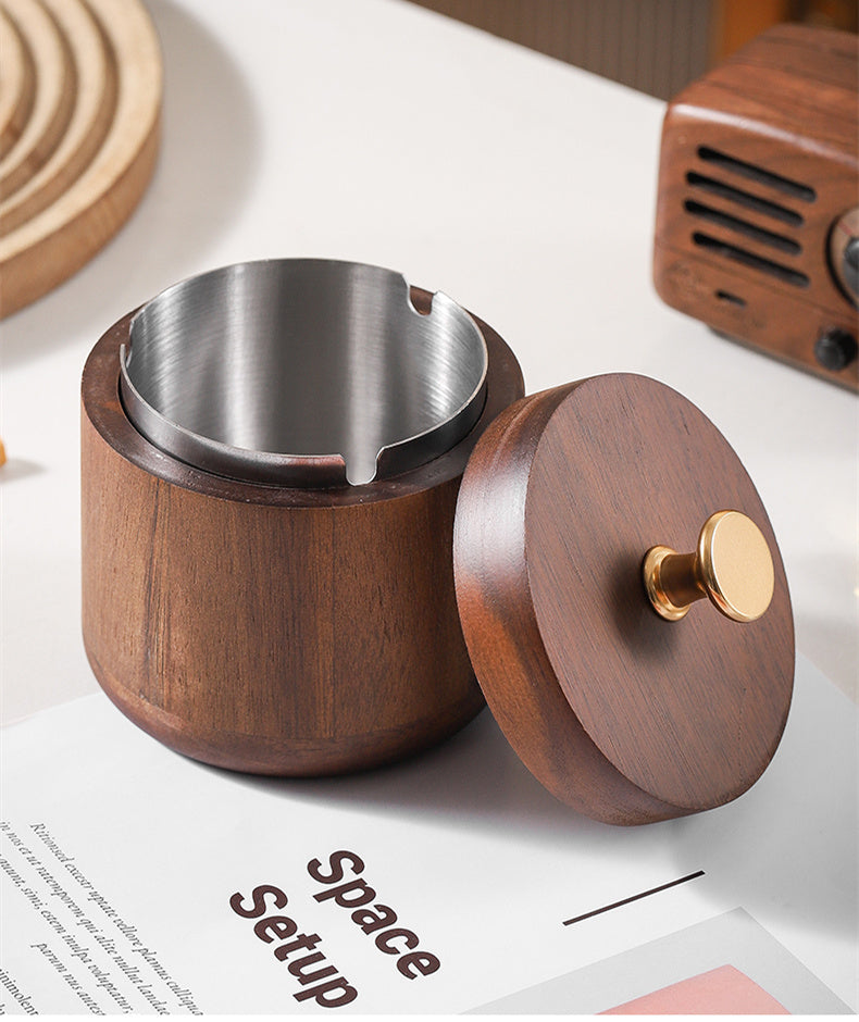 Wind Proof Ashtray • Solid Wood Box