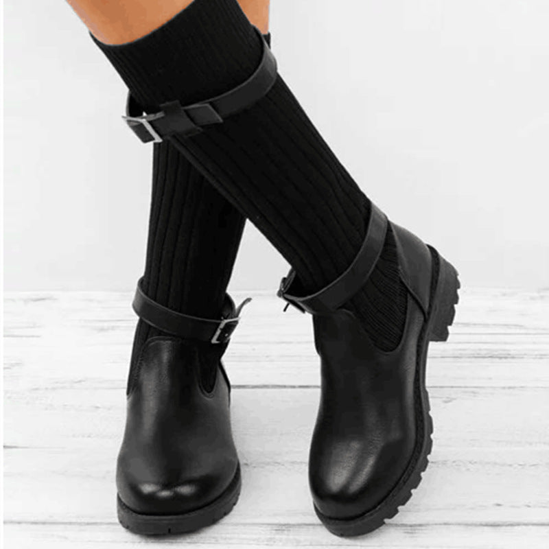 Belt Buckle Sock Boots • Knitted Wool Boots