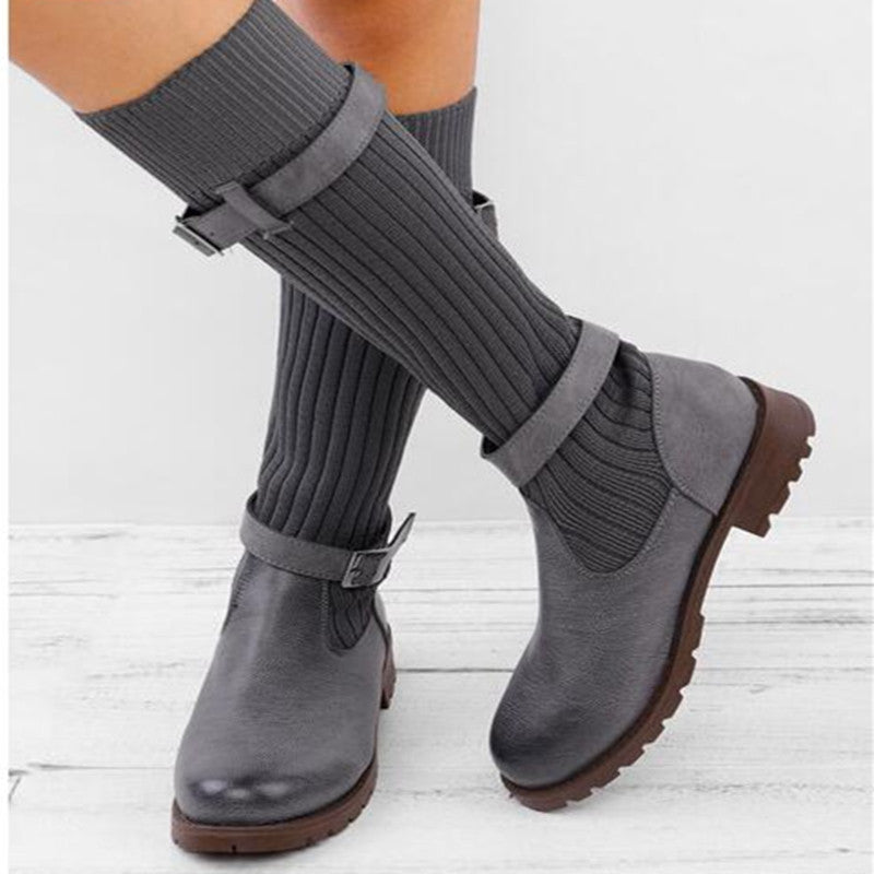 Belt Buckle Sock Boots • Knitted Wool Boots