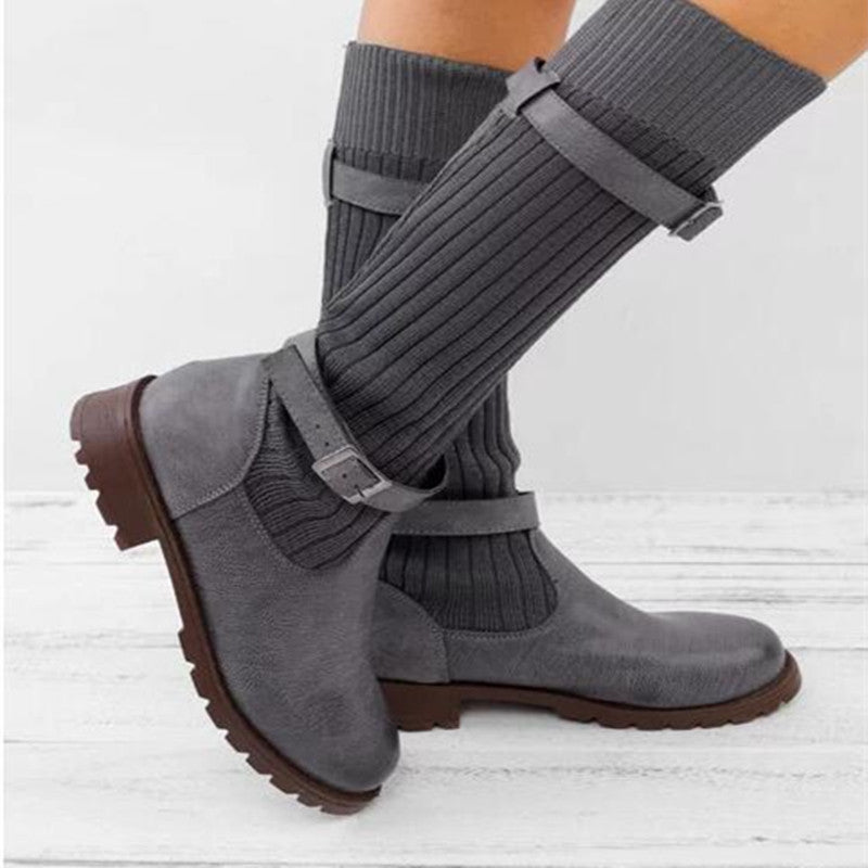 Belt Buckle Sock Boots • Knitted Wool Boots