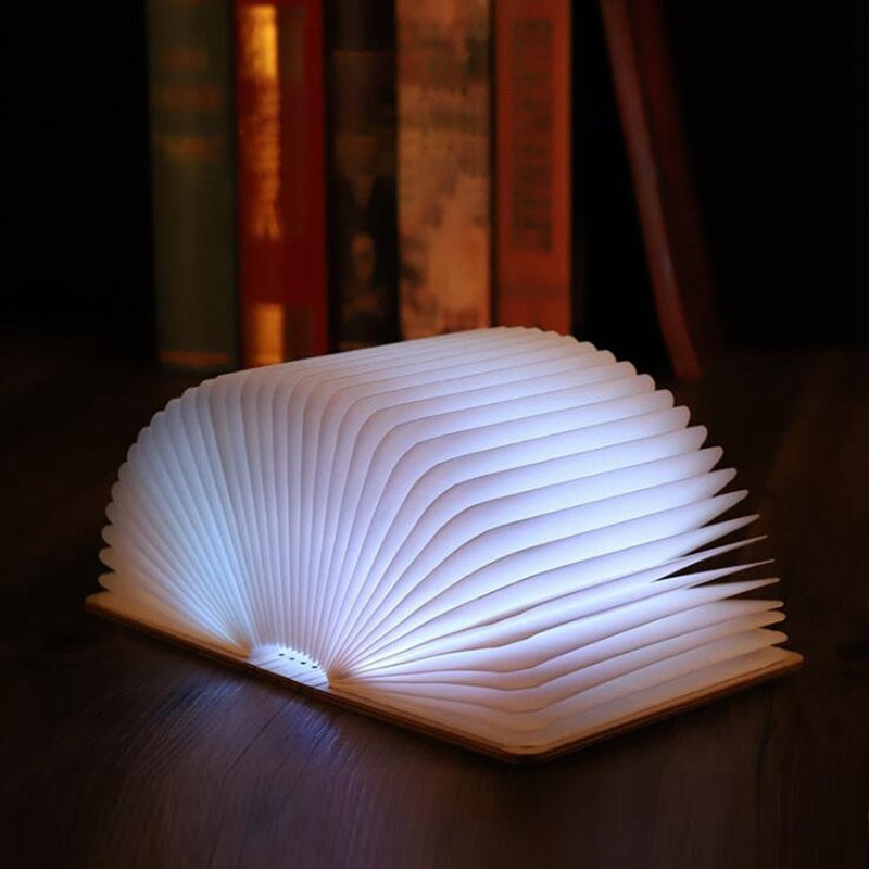 Wooden Book Night Light • Folding LED Lamp