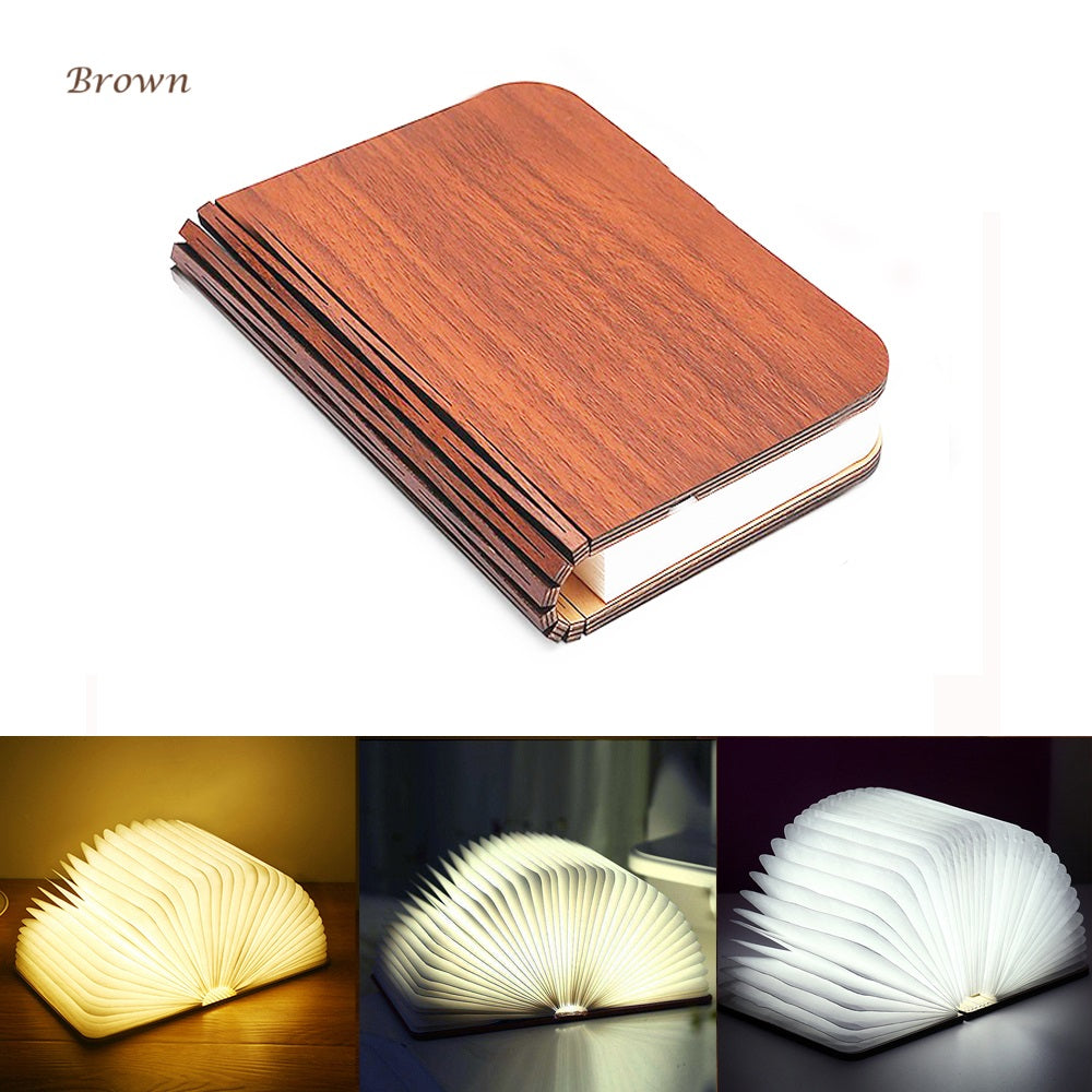 Wooden Book Night Light • Folding LED Lamp