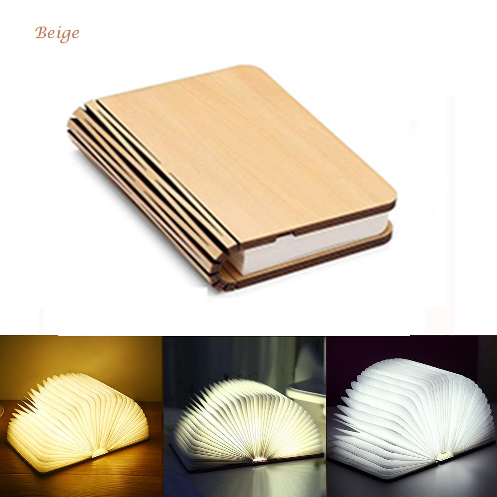 Wooden Book Night Light • Folding LED Lamp