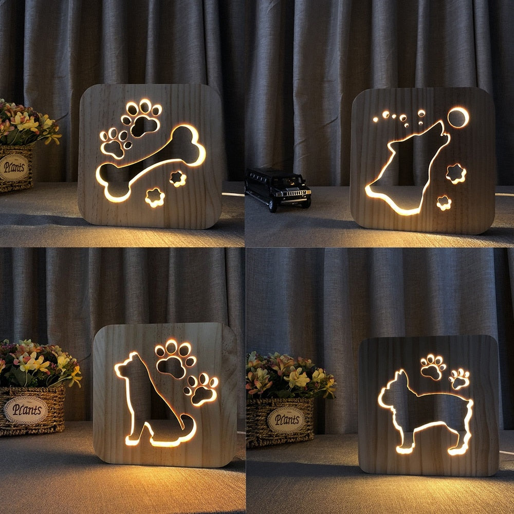 Wooden Night Light • 3D USB Desk Lights