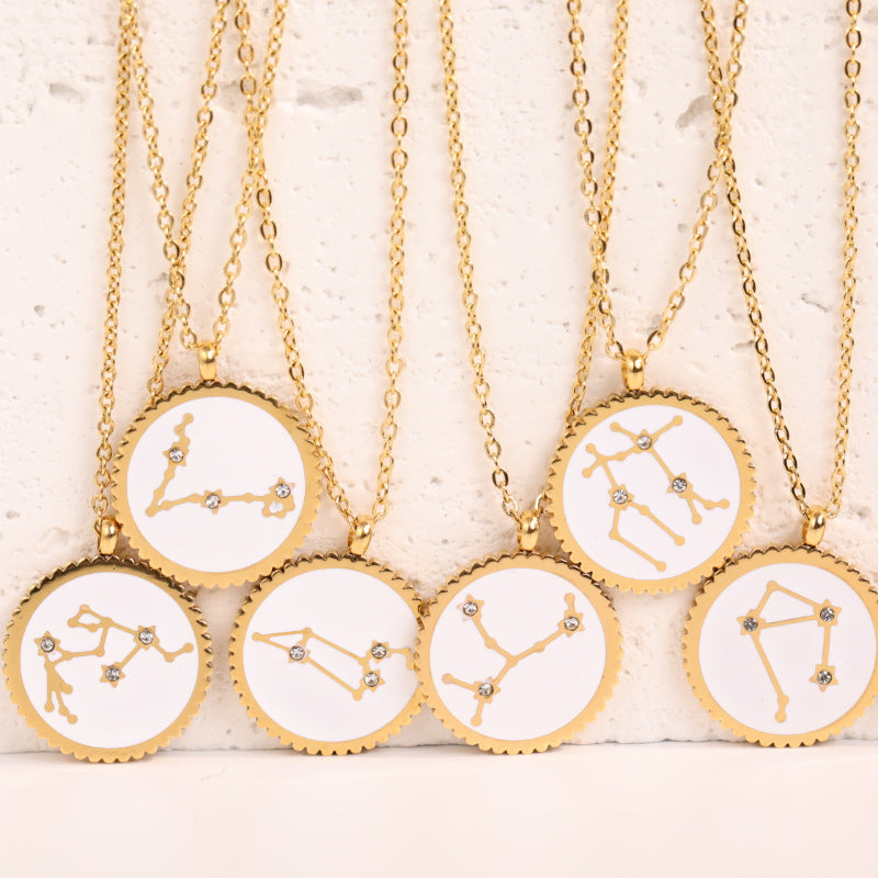 Zodial Stars Constellation Necklace • Inlaid Zirconium Horoscope Pendant