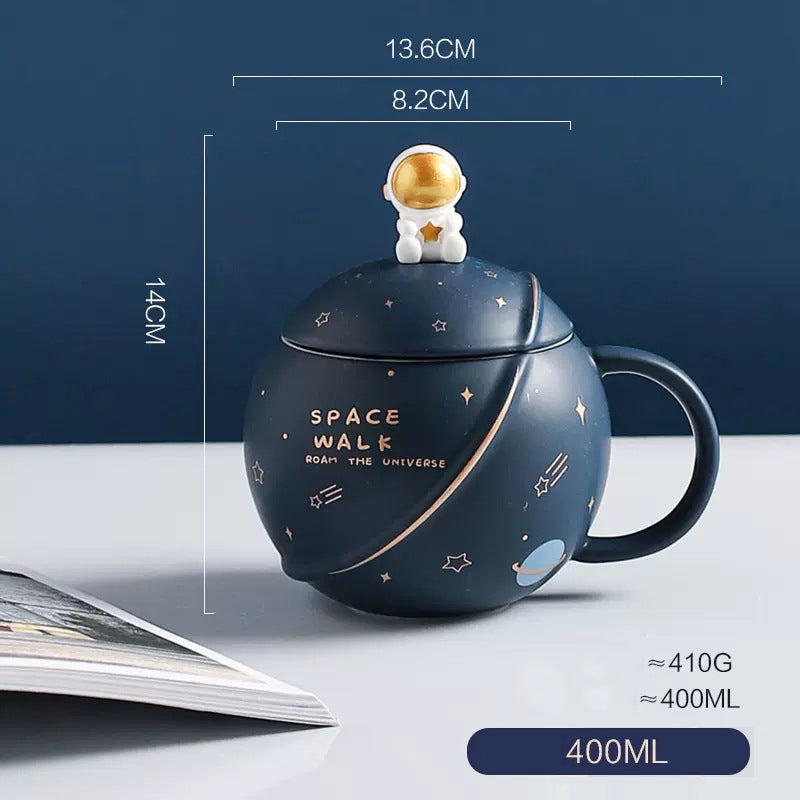 Space Walk Mug • Ceramic Lid and Spoon Cup