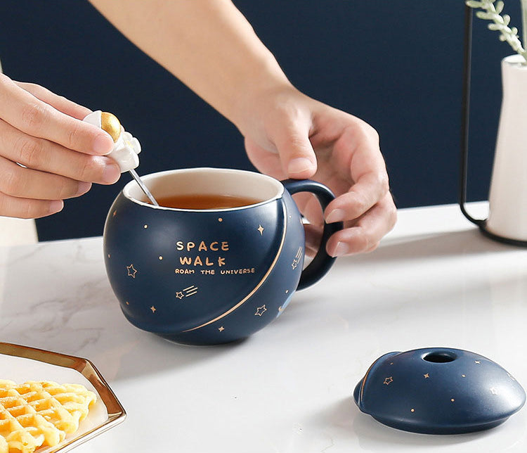 Space Walk Mug • Ceramic Lid and Spoon Cup