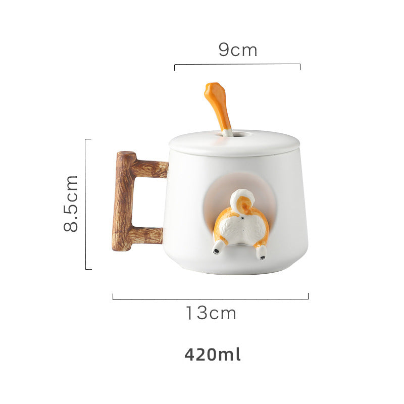 Shiba Inu Mug • Ceramic Lid and Spoon Cup