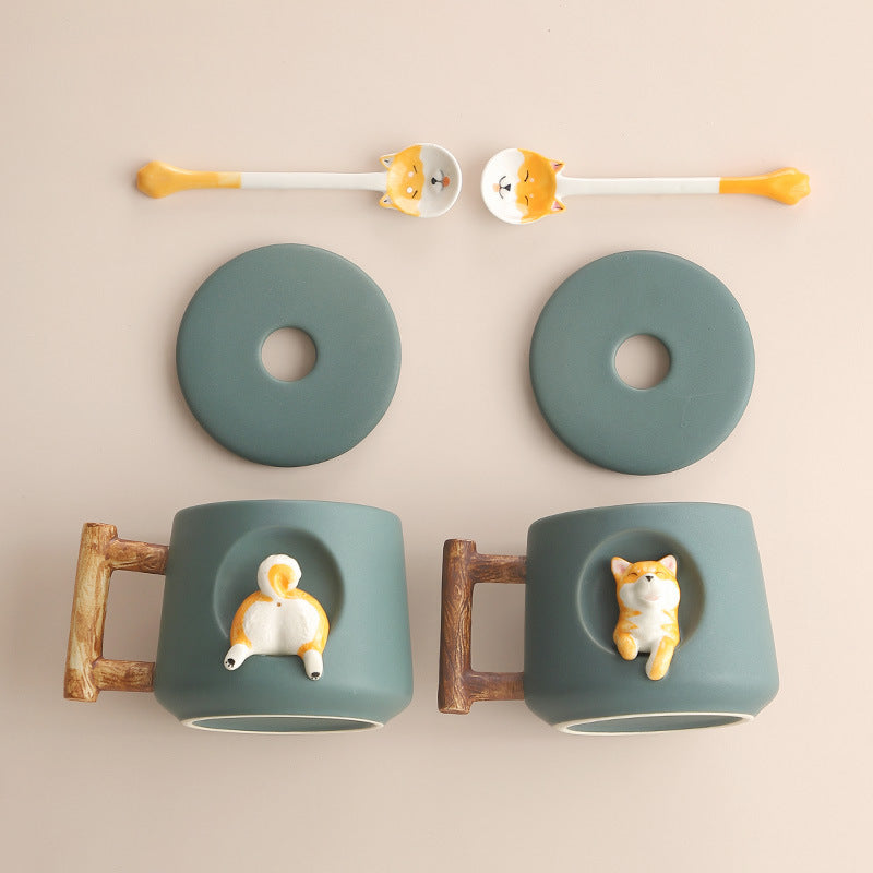 Shiba Inu Mug • Ceramic Lid and Spoon Cup