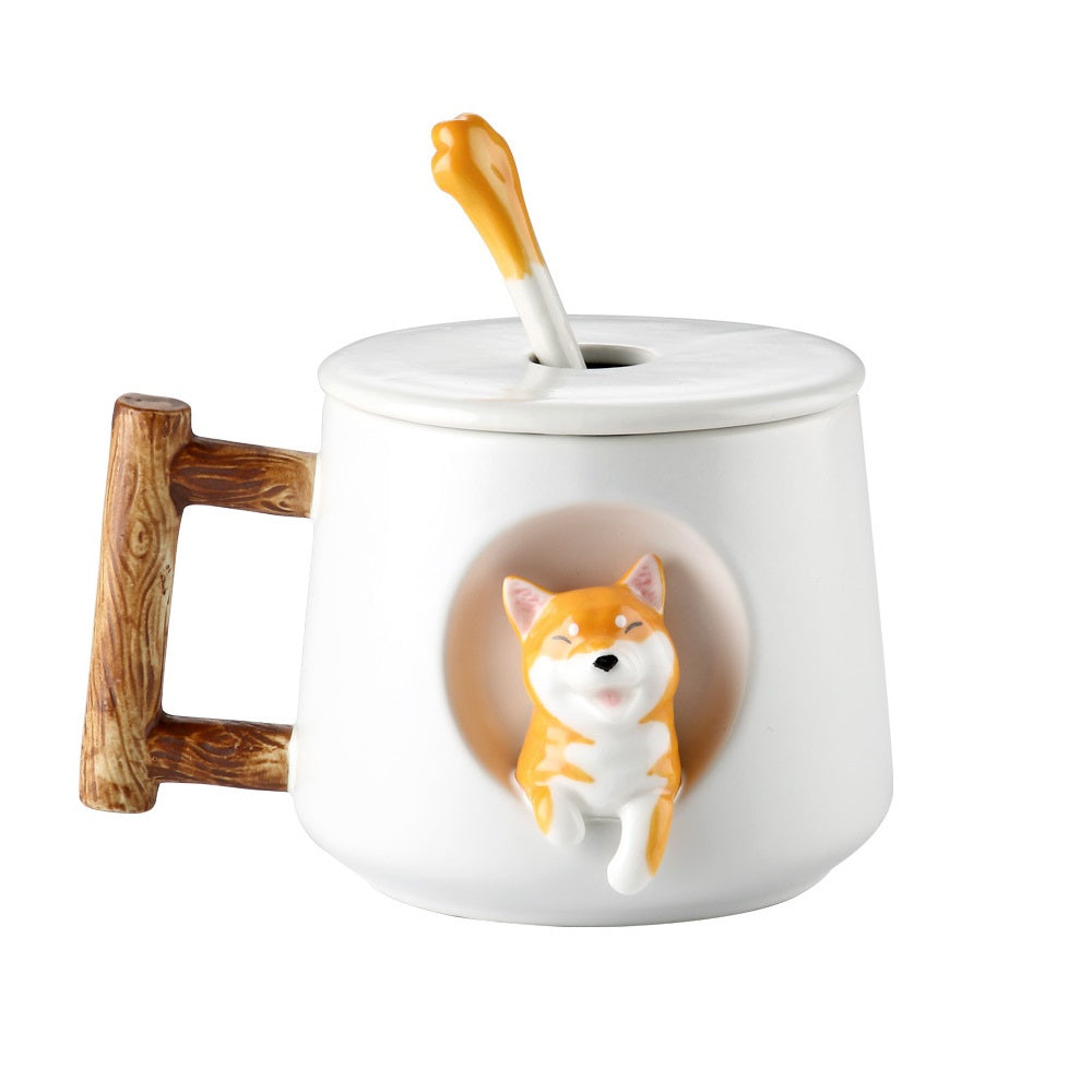 Shiba Inu Mug • Ceramic Lid and Spoon Cup