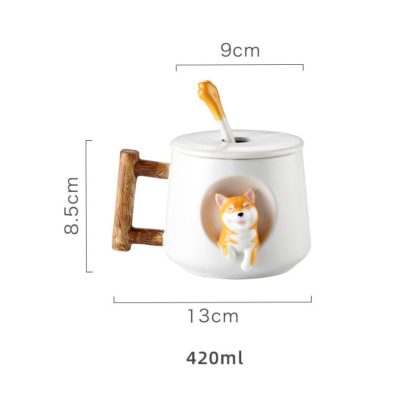 Shiba Inu Mug • Ceramic Lid and Spoon Cup