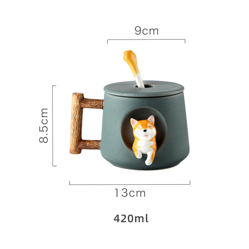 Shiba Inu Mug • Ceramic Lid and Spoon Cup