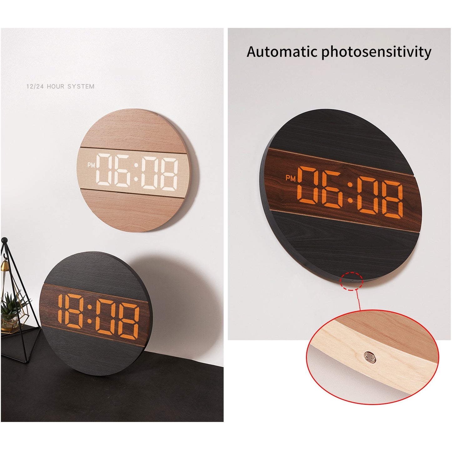 Round Digital Clock • Wall Hanging Clock