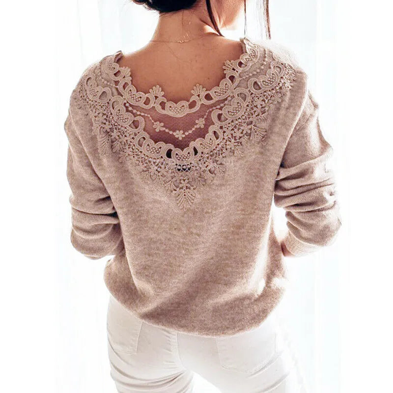 Backless Knitted Sweater • Back Lace Jumper