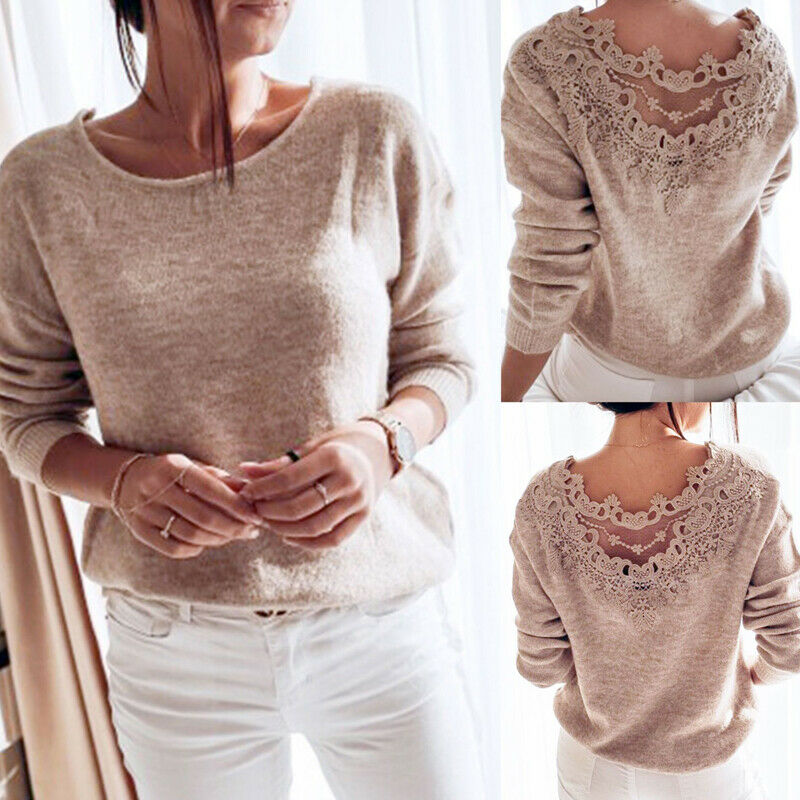 Backless Knitted Sweater • Back Lace Jumper