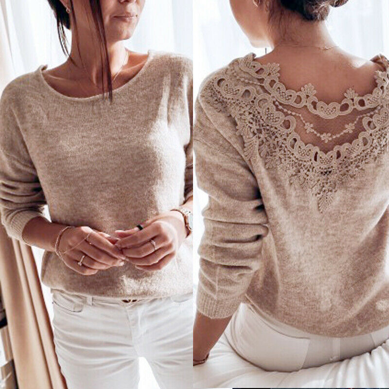 Backless Knitted Sweater • Back Lace Jumper