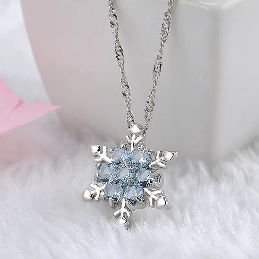 Crystal Snowflake Necklace • Zircon Silver Charm