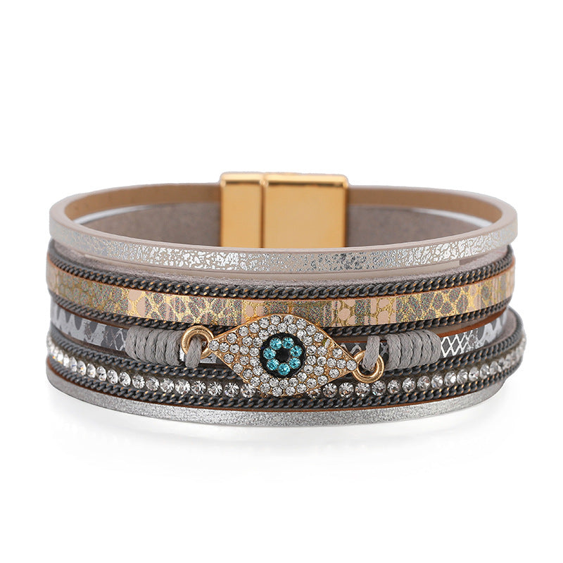 Devil's Eye Diamond • PU Leather Ethnic Bracelet