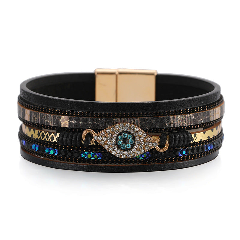 Devil's Eye Diamond • PU Leather Ethnic Bracelet