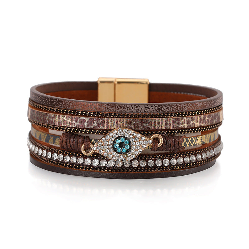 Devil's Eye Diamond • PU Leather Ethnic Bracelet