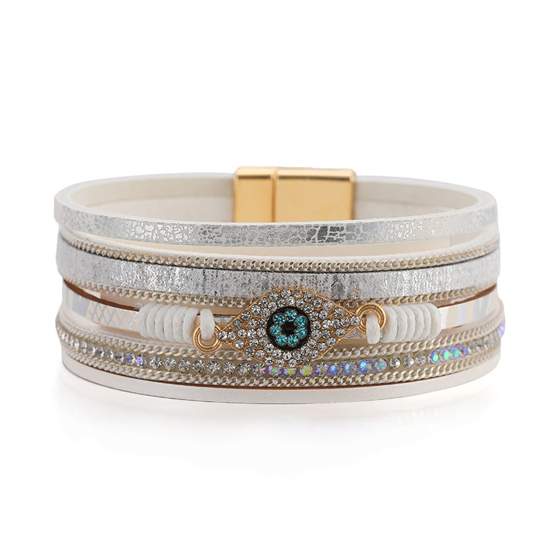 Devil's Eye Diamond • PU Leather Ethnic Bracelet