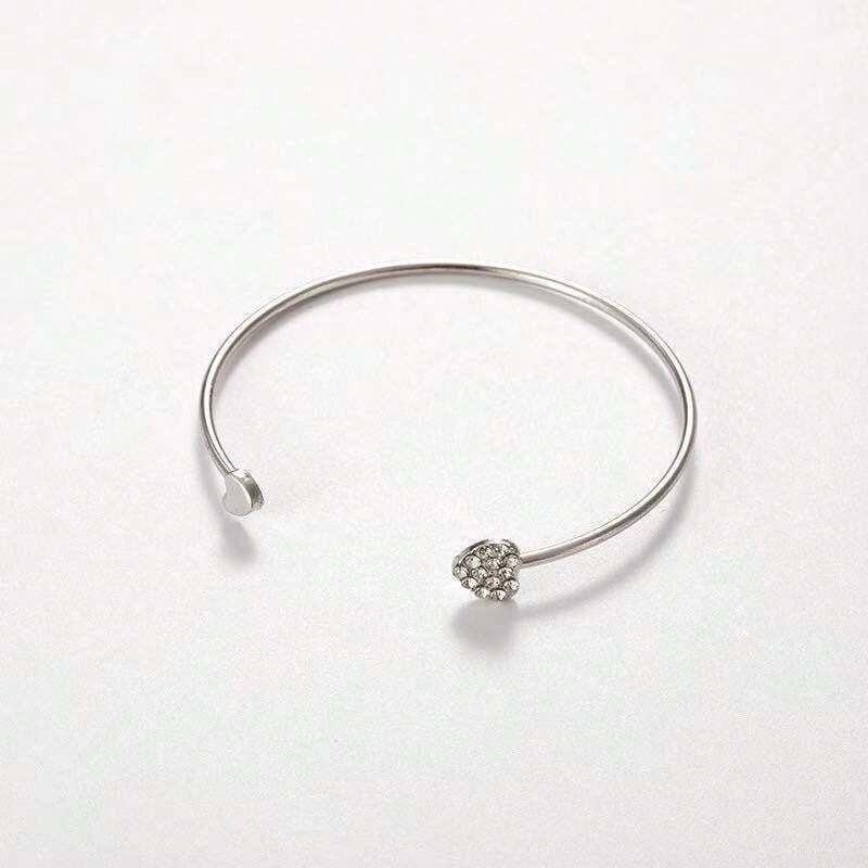 Double Heart Bow • Open Cuff Crystal Bracelet