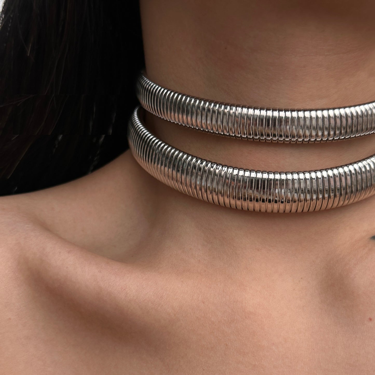 Elastic Narrow Choker • Titanium Steel Necklace