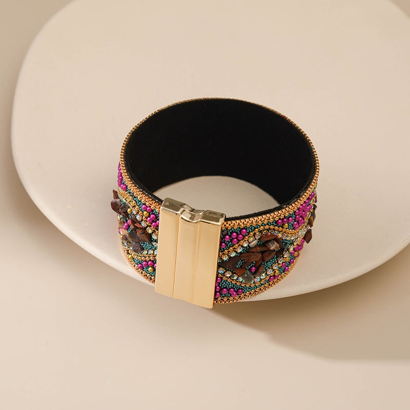 Handmade Bohemian Ornament • Magnetic Buckle Bracelet