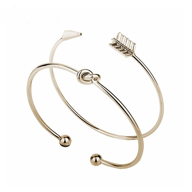 Knot Tie Bangle Bracelet • Simple Open Cuff Set