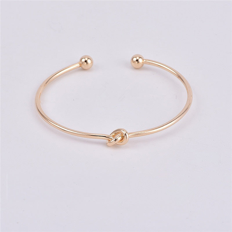 Knot Tie Bangle Bracelet • Simple Open Cuff Set