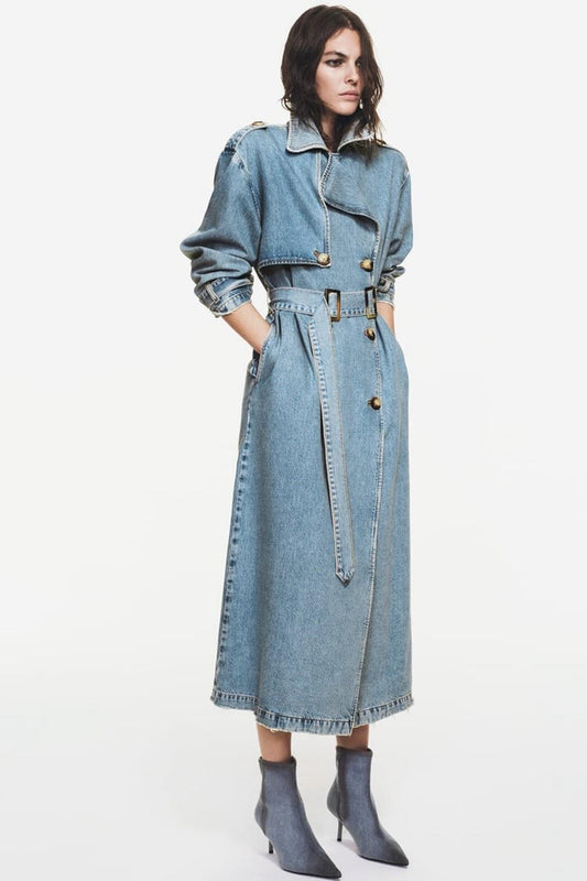 Loose Midi Coat • Denim Trench Coat