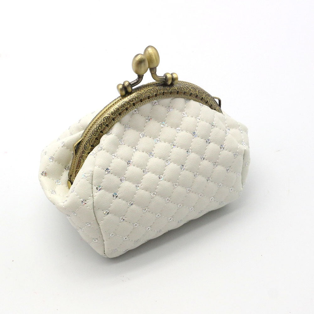 Mouth Gold Bag • Diamond Grid Coin Bag