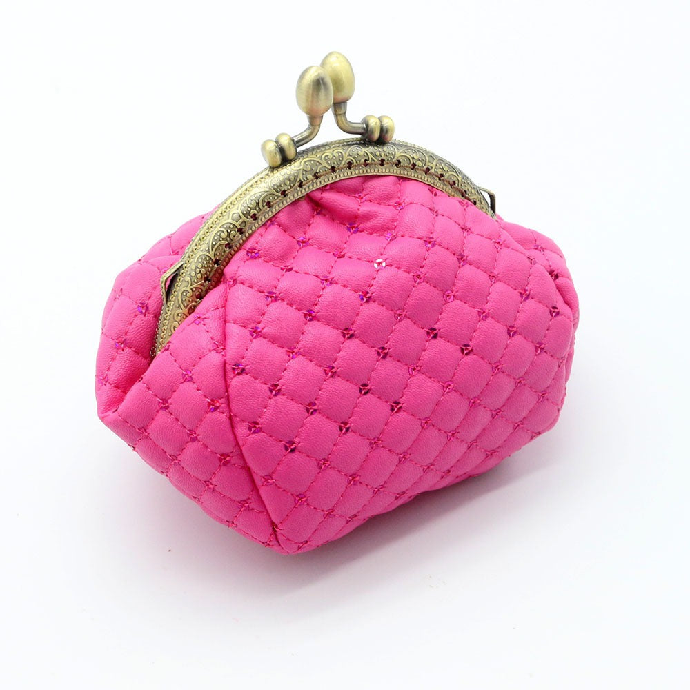 Mouth Gold Bag • Diamond Grid Coin Bag